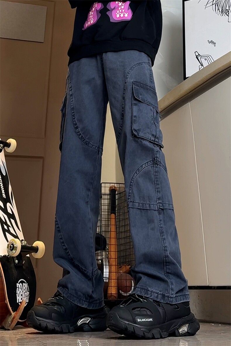 B221美式ins暗黑高品质多口袋休闲工装裤子LK24371-P70控98,男装工装外套,电商B221