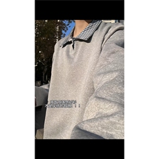 春秋男士卫衣美式格子翻领运动上衣男女潮牌秋季外套Polo衫，男装Polo衫，电商B319
