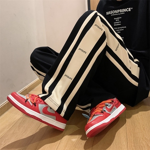 高街拼接休闲裤设计休闲裤百搭宽松运动抽绳长裤男K093-P35图片
