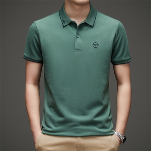 纯棉短袖T恤男翻领薄款纯色POLO衫夏季中年男士休闲百搭半袖体恤图片