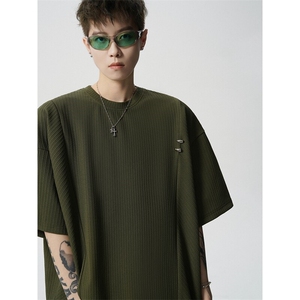 超大码金属标手工设计肌理感短袖T恤8XL-M垂感冰丝半袖DX1220/P38图片