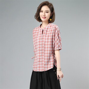 高端棉麻女夏季休闲2025新款时尚减龄太洋气小个子，女装衬衫，奕阳依阁