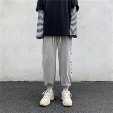 明排扣裤子男宽松运动裤韩版卫裤男潮流百搭束脚休闲裤LK6136-p35,男装休闲裤,星座1008-2