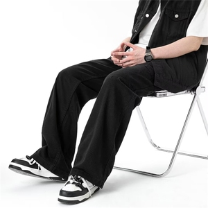 复古水洗阔腿工装伐木裤男直筒宽松休闲裤子男装牛仔裤NZK229-P55图片
