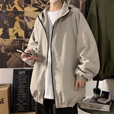 2021秋季新港风海报墙大码男纯色连帽休闲夹克外套J6001-P55，男装夹克，电商A001