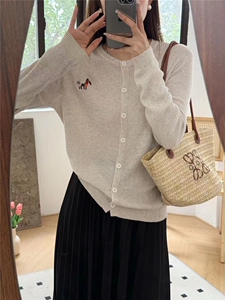 春季2025新款韩版圆领甜美纽扣开衫外套针织打底衫长袖上衣女毛衣图片