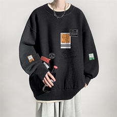 控78假两件毛衣男大码加绒针织衫男毛线衣M80121-P55加绒P70，男装针织衫/毛衣，电商A040