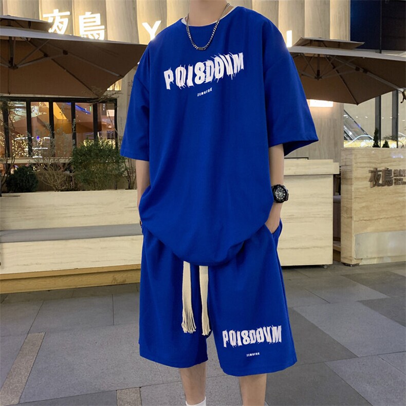 C522P39夏装青年男生运动休闲套装文艺青年短袖短裤,男装休闲套装,星座512-6