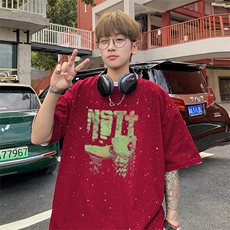 可48小时发货支持抖音得物来样二开美式满天星亮片短袖T恤MTX659，男装T恤，电商A486