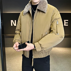 90新标冬季可脱卸羊毛翻领白鸭绒羽绒服保暖面包服YR5660-P289，男装羽绒服，电商D342