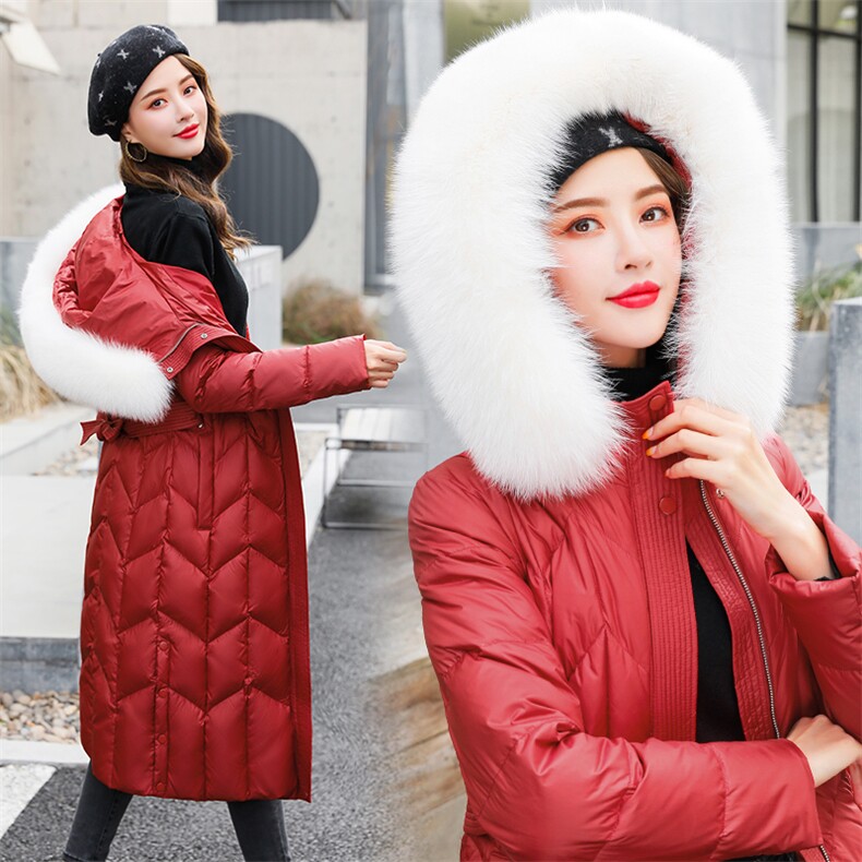 时尚显瘦长款羽绒服女冬季新款狐狸毛领加厚保暖外套,女装羽绒服,阿舍尔精品