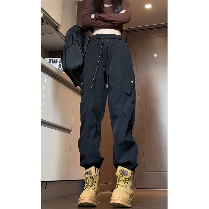 藏青色速干软壳冲锋裤男秋季美式伞兵工装裤子抽绳束脚户外运动裤，男装休闲裤，电商A337