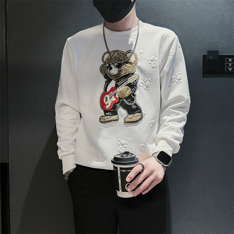 痞帅高级感小熊圆领卫衣外套男社会小伙店主风301C-WY46-P58控78,女装短外套,星座301C（原B323）