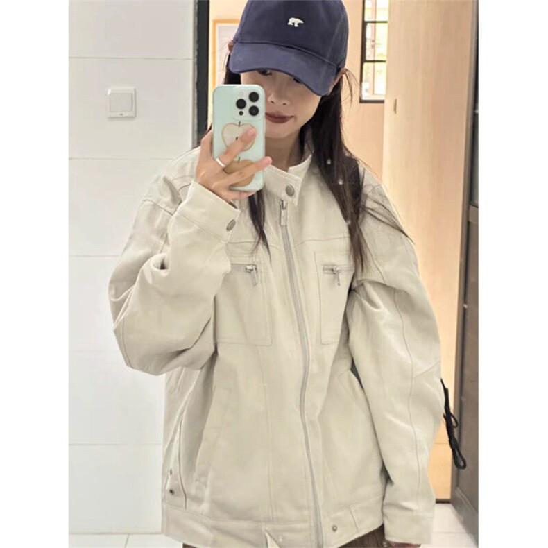 美式复古工装外套女春秋新款韩系百搭宽松情侣夹克上衣L8968-P75,男装夹克,星座1008