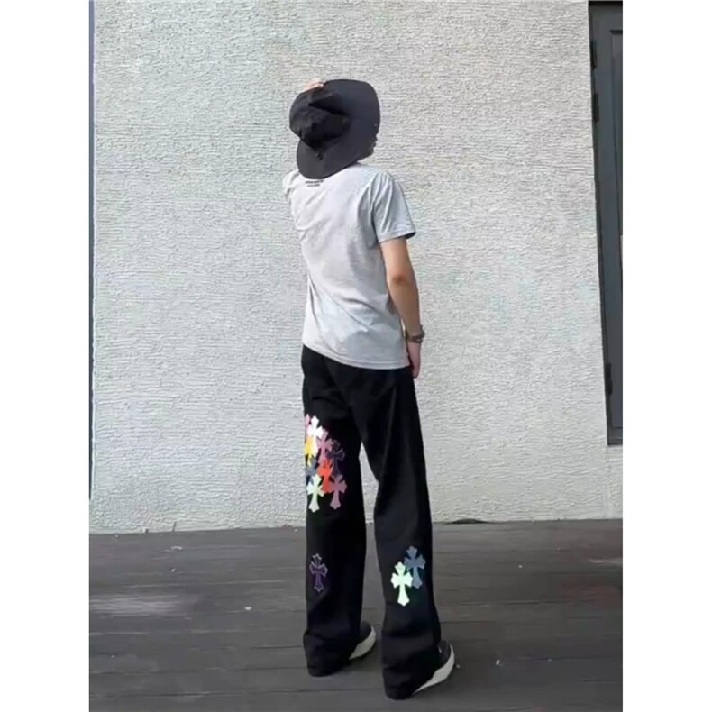美式牛仔裤子男高街ins潮牌卫裤潮运动阔腿老爹裤RK3225-P51,男装牛仔裤,星座412-1