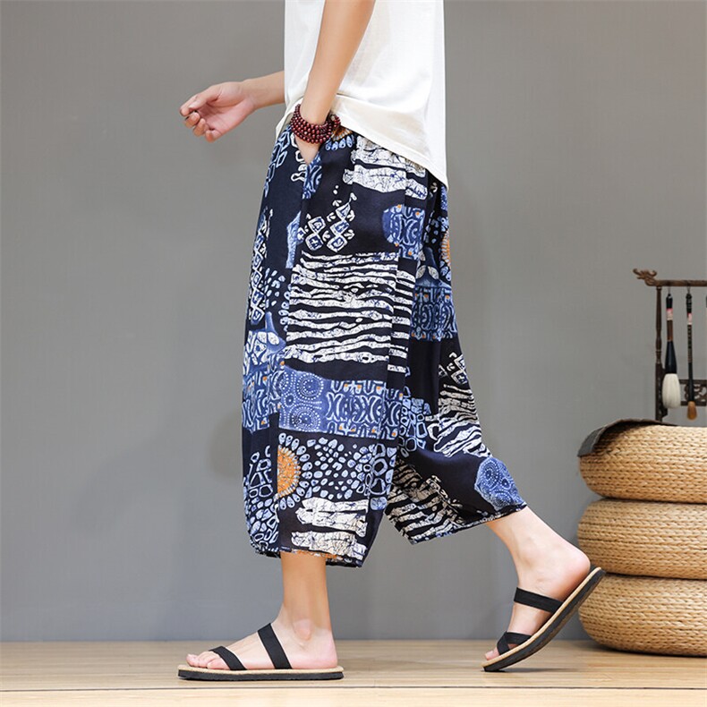 2025夏装新中式沙滩裤民族风碎花薄款基地A057-K382-P45，男装民族服装，电商A057B