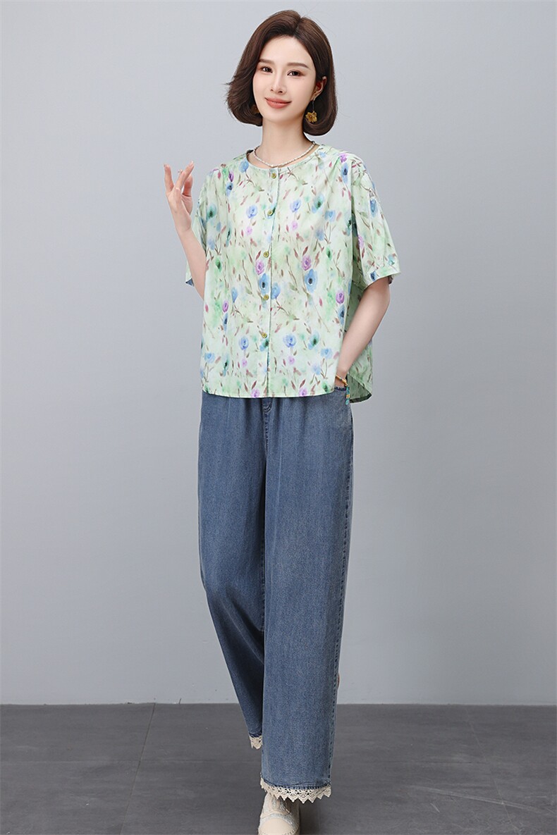 2025年夏季新款休闲小花牛仔花边两件套,女装套装/套裙,悦见她