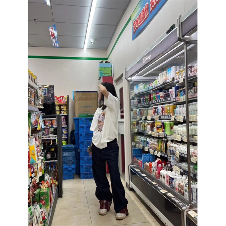 美式格子拼接牛仔裤男女款cleanfit裤子直筒阔腿裤NZ011WW-特P48,男装牛仔裤,星座1007（原301D）