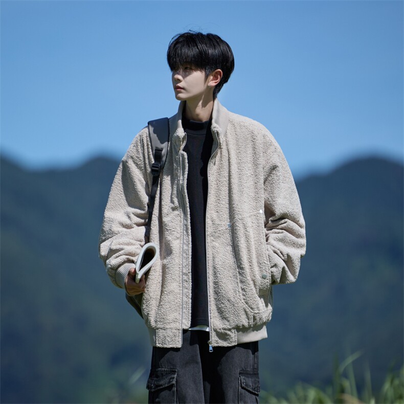 JK8873-P90L-9XL秋冬新款大码雪丽绒立领重磅夹克外套控168,男装夹克,星座109