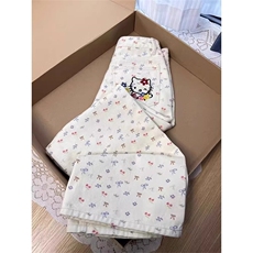AK2348-P50刺绣kitty猫牛仔裤女夏季直筒高腰显瘦阔腿梧桐裤子潮，女装休闲裤，星座617A-2