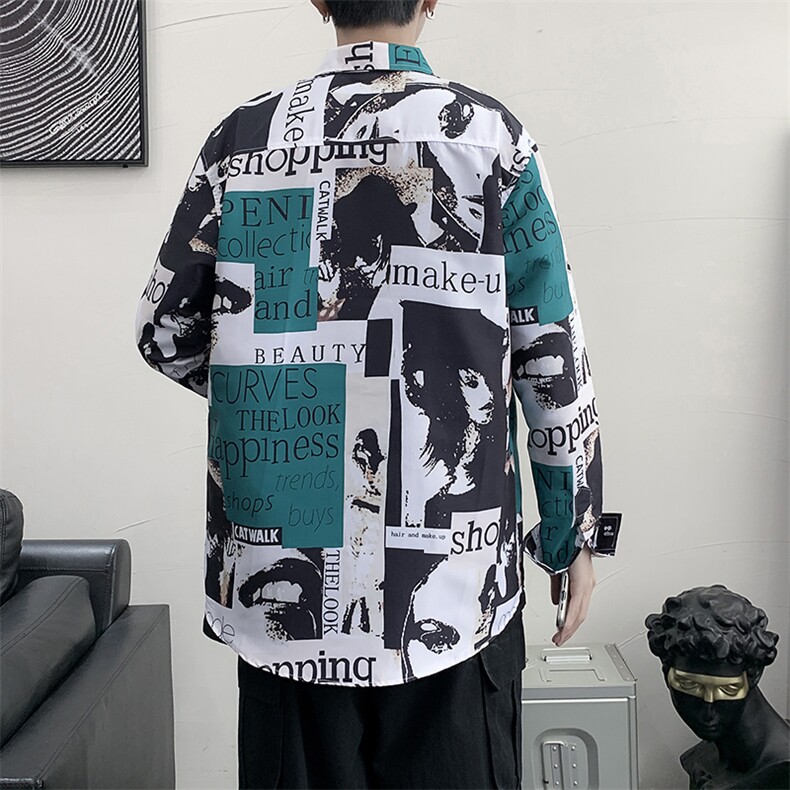 长袖衬衫男港风日系衬衫C9628P27,男装衬衫,星座1116-2