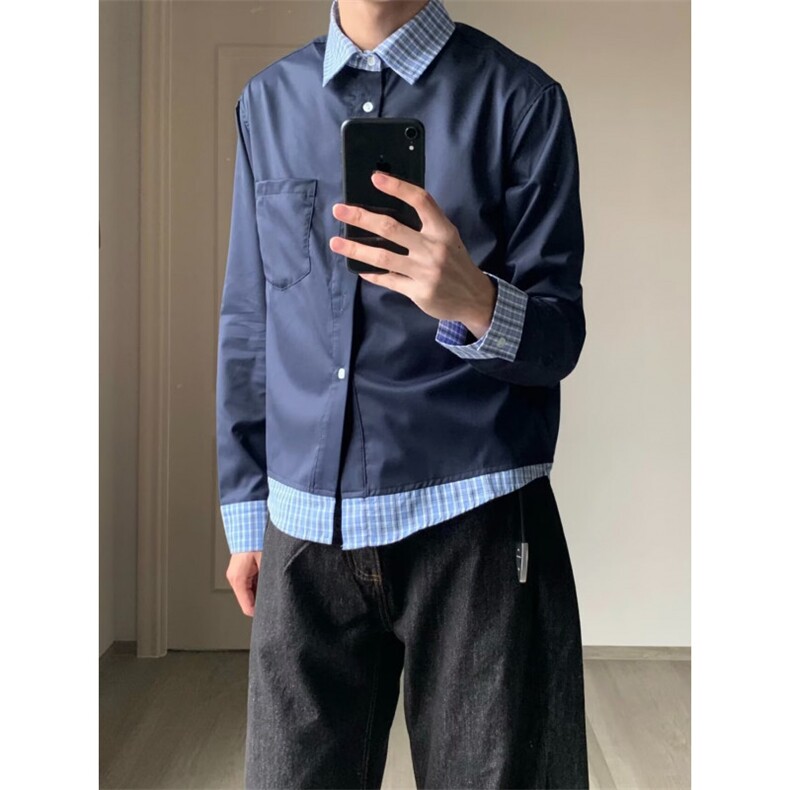 2025新款假两件衬衫男女外穿立领设计感宽松长袖衬衣防晒高级感,男装防晒衣,四季星座505