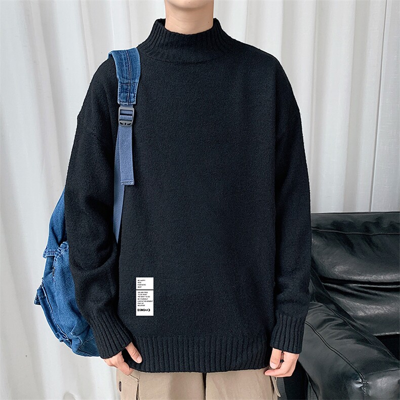 M18045-P45加绒款-P65半高领毛衣男士大码针织衫男毛线衣男,男装针织衫/毛衣,电商A040
