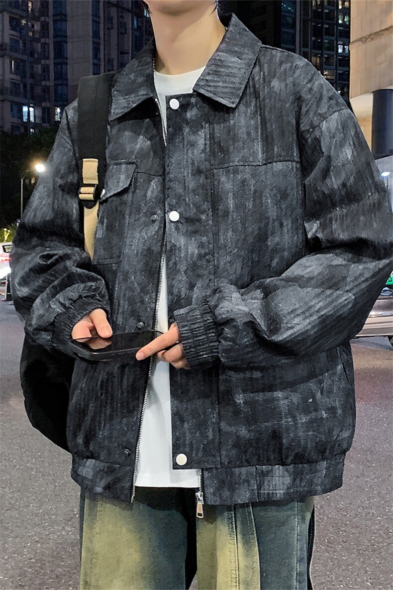 新款工装翻领夹克秋季潮流美式复古外套XZ301b-2-JK2511P78港风,男装夹克,星座301B-2（原A443-1）