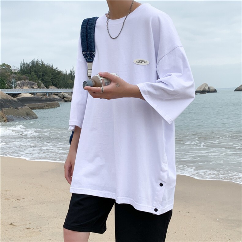 ins五分袖休闲潮牌纯色男装5分半袖网红帅气短袖T恤T131-P28,男装T恤,星座512-2