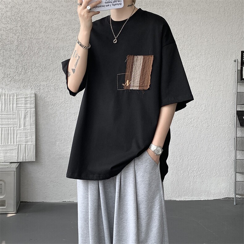 8XL-M高品质纯棉美式复古宽松简约百搭学院风短袖T恤上衣男DX343,男装T恤,电商D206-1