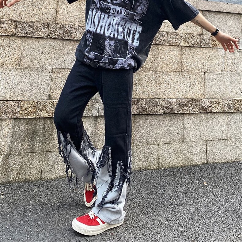 牛仔裤男夏季潮大码休闲裤子高街设计感A16P55,男装牛仔裤,星座1116-2