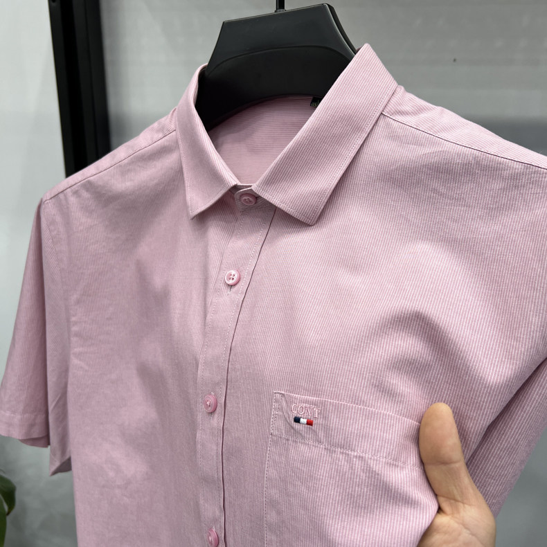 夏季新款短袖男款纯色衬衫高档休闲百搭轻商务中青年休闲衬衣,男装衬衫,电商B212（原钱塘6029）