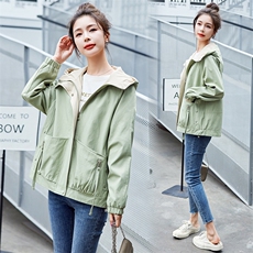 春季外套女2025年新款时尚休闲百搭气质宽松夹克春秋减龄短款风衣，女装风衣，艾瑞儿