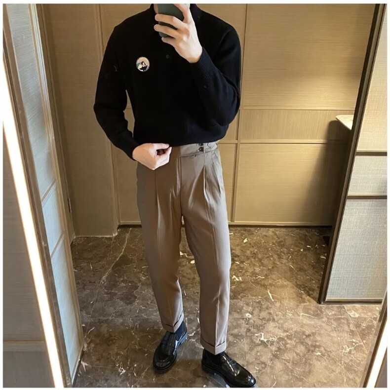 翻领套头毛衣男秋冬款潮流时尚韩版百搭休闲拼接针织衫上衣潮,男装针织衫/毛衣,星座516A
