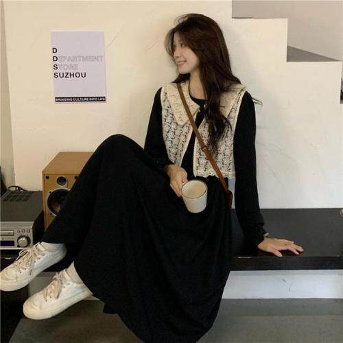 秋款蕾丝两件套连衣裙，女装连衣裙，晶晶