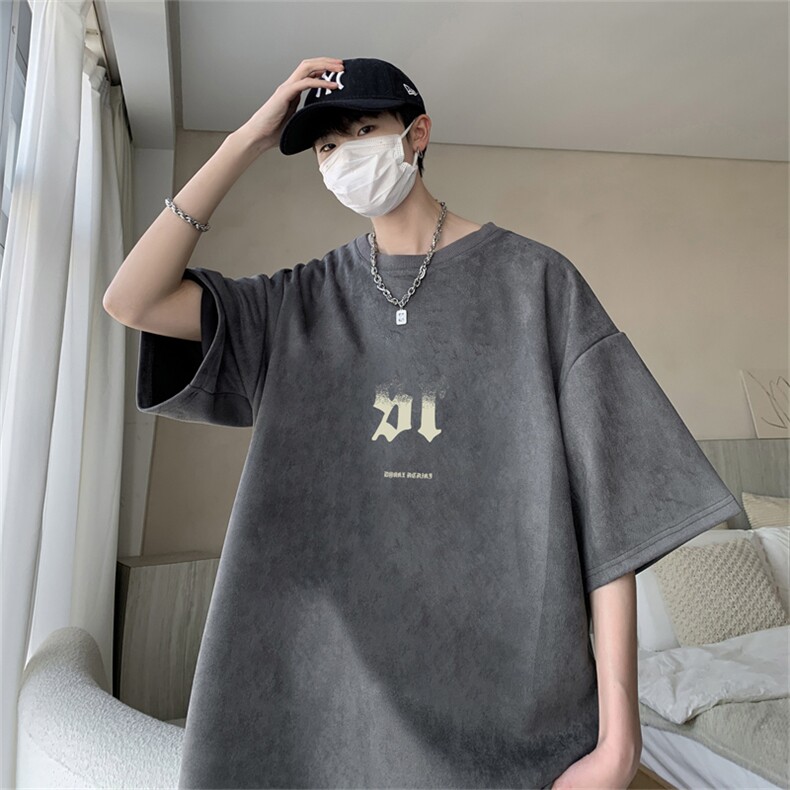 2024夏季新款麂皮绒圆领短袖T恤RT432-特P19控38,男装T恤,电商B370