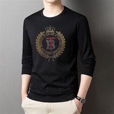 新款男长袖印花上衣2023春秋季宽松加厚圆领卫衣中年男士打底衫，男装卫衣，电商B212（原钱塘6029）