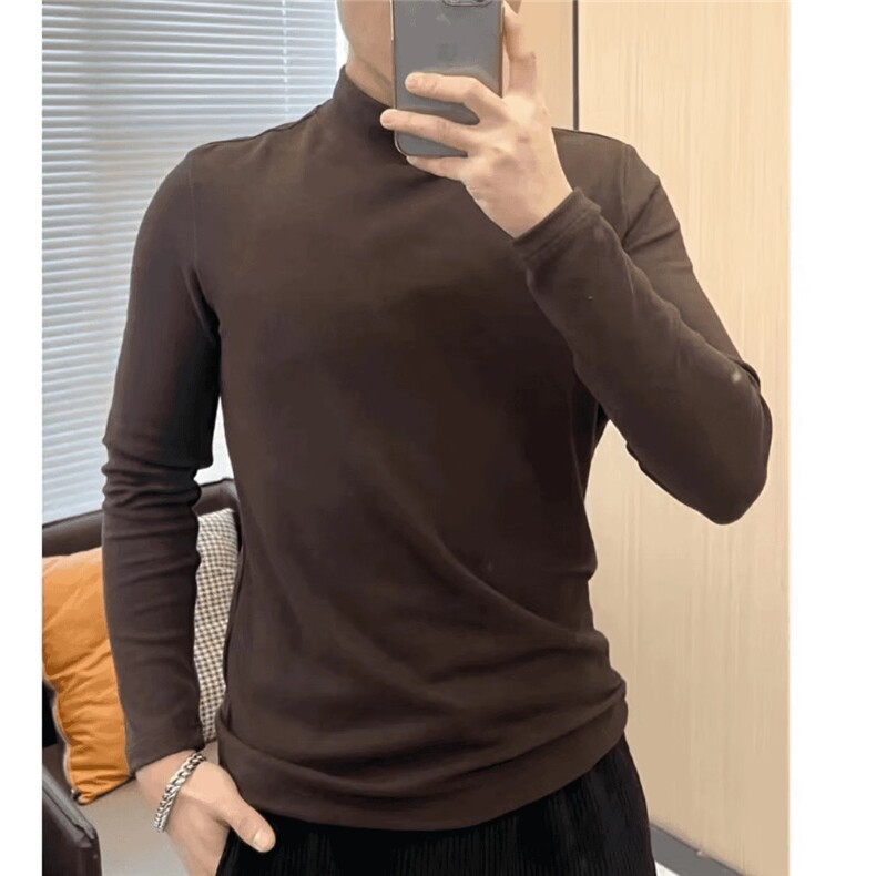 高品质T恤男秋冬新款韩版修身内搭双面德绒半高领打底衫A888-P38,男装T恤,电商A227B（原钱塘4066-1）