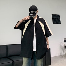 衬衫男士短袖韩版潮流高街帅气拼色夏季2024新款ins外套CY777-P41，男装衬衫，星座412-2
