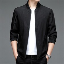 2023春季新款宽松纯色外套薄款中青年男士夹克爸爸男装上衣图片