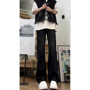 现货! 港风新款2025潮流百搭直筒宽松大码牛仔裤松紧腰NZ6170-P45图片