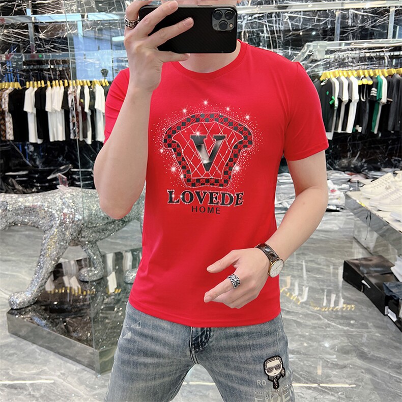 新款时尚高端精品欧货夏季男T恤短袖潮流抖音A227B-A-725-P48,男装T恤,电商A227B（原钱塘4066-1）