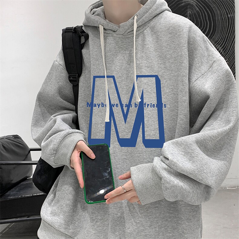 WY2260-P35加绒款-P40纯棉连帽卫衣男大码运动帽衫宽松薄外套男,男装卫衣,电商A040