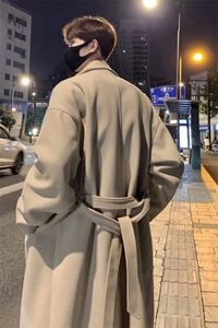 韩系中长款过膝毛呢大衣男秋冬英伦痞帅风衣外套 812-F627-P128图片