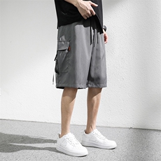 7XL-M条纹工装休闲短裤男2023夏季新款胖子宽松五分裤加肥加大码，男装休闲裤，钱塘717(原712)