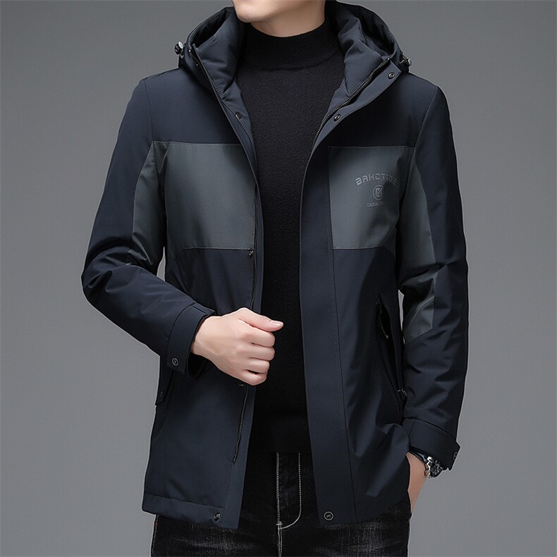 2023冬季连帽中长款羽绒服商务休闲灰鸭绒外套上衣DFLDY7002-P285,男装羽绒服,电商B212（原钱塘6029）