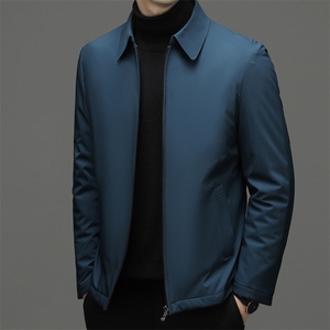 冬季新款羽绒服男2023年中年宽松免烫翻领上衣加厚保暖白鸭绒外套图片