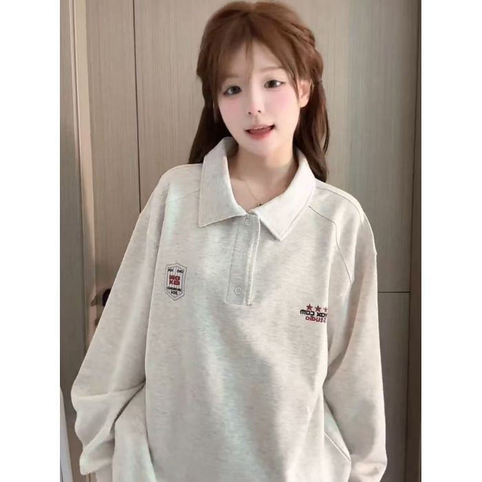 5399-P50原版压线+刺绣+下摆抽绳polo领休闲卫衣,女装卫衣/绒衫,星座617A-2