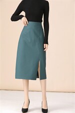 秋冬新款现货，白搭显瘦好贵中长版皮半裙 26/30尺码，女装半身裙，艺尚丽人