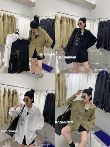 抽象人头百搭衬衫，女装衬衫，周末